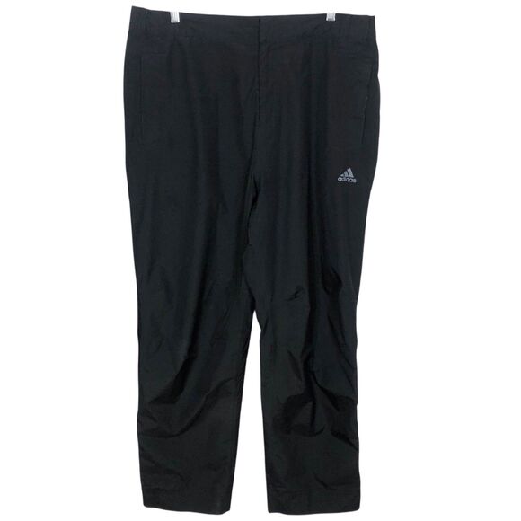 Adidas Goretex Rain Pants Lined Black Mens XL DrWstring Waist Lined Pockets - Picture 1 of 10